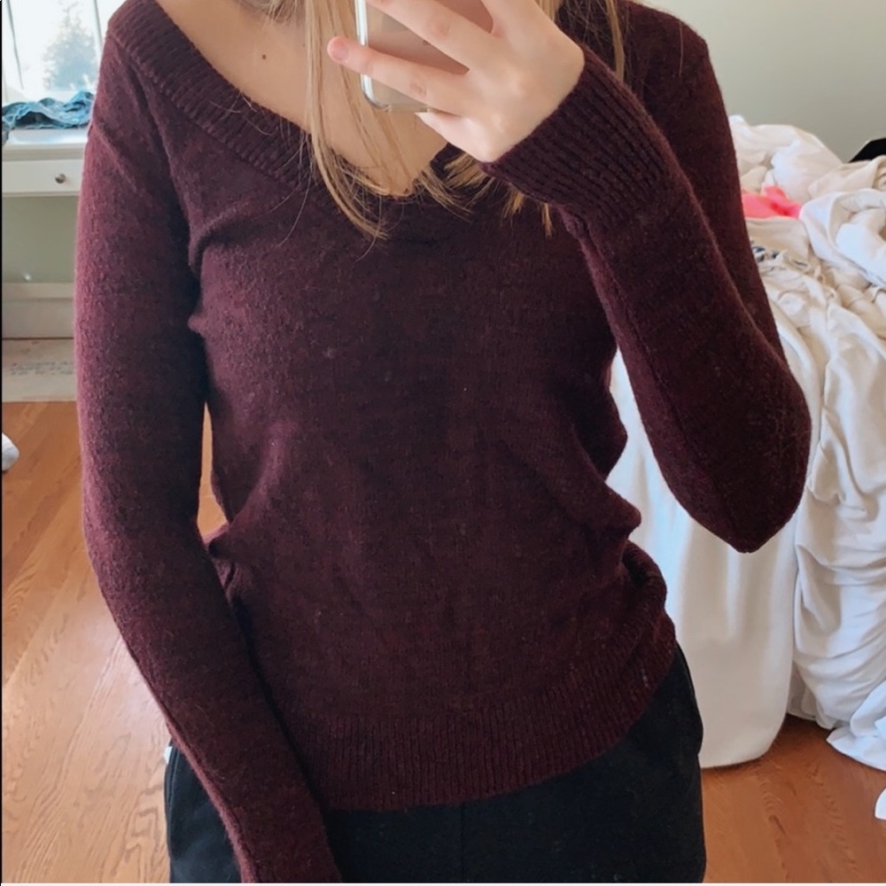 Abercrombie Burgundy V Neck Sweater
